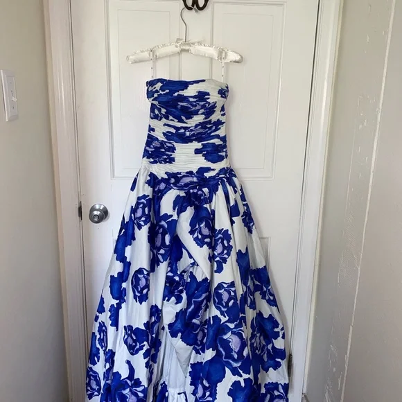 Aje | Dresses | Aje Floral Blue And White Dress | Poshmark